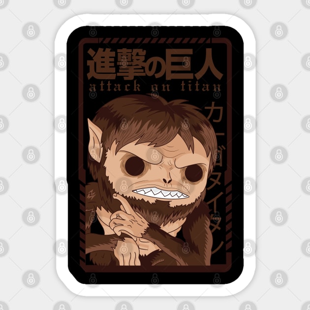 Attack on Titan  Zeke Beast Titan Kawaii Design Sticker by Otaku Vibes